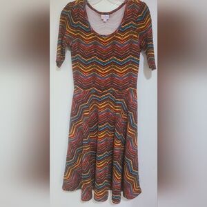 NWOT Lularoe Nicole M Dress Multicolor Zig Zag Stripe